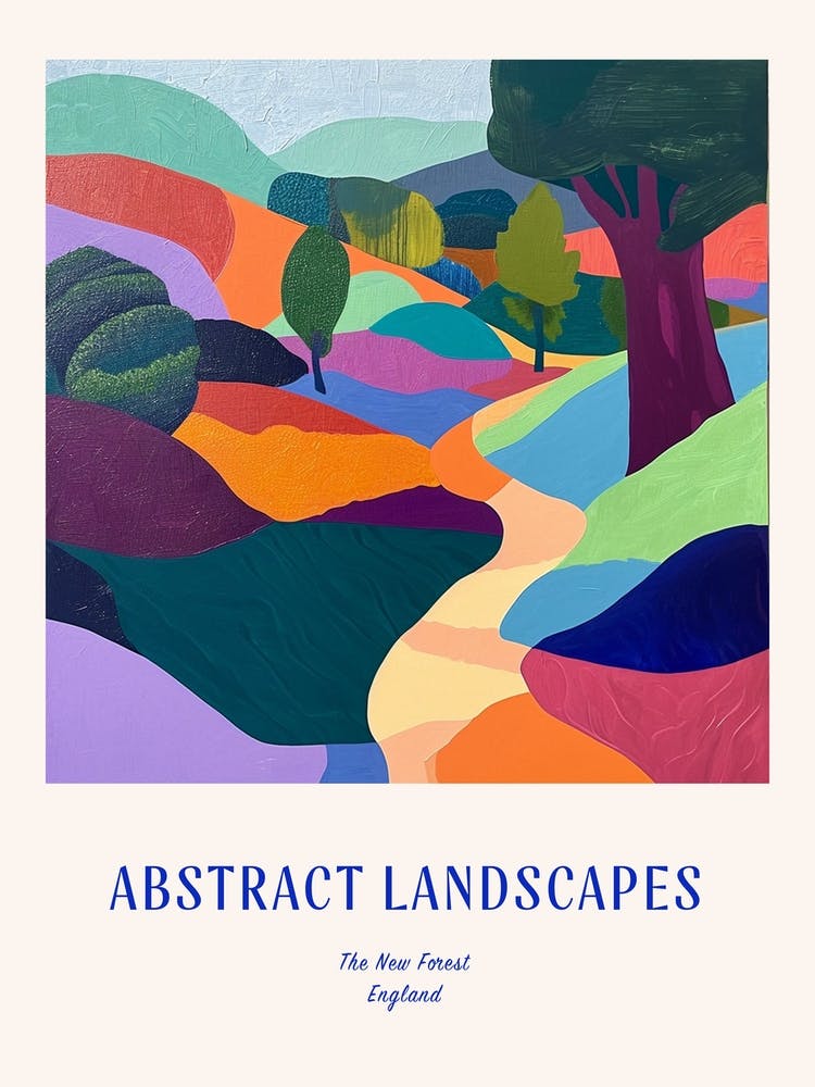 Colourful Abstract The New Forest England 1 Poster Blue