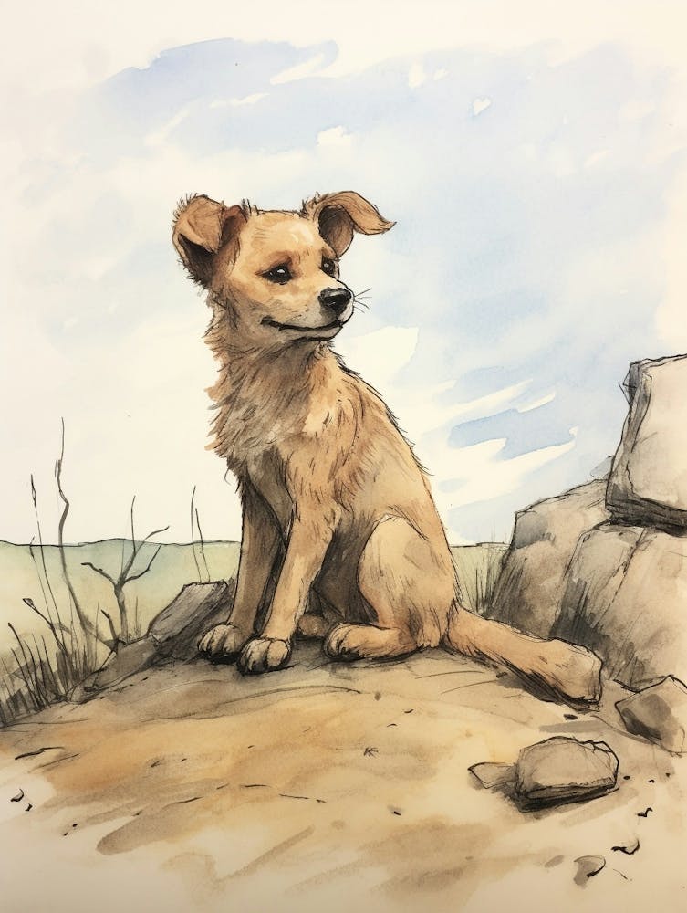 Storybook Animal Watercolour Dingo