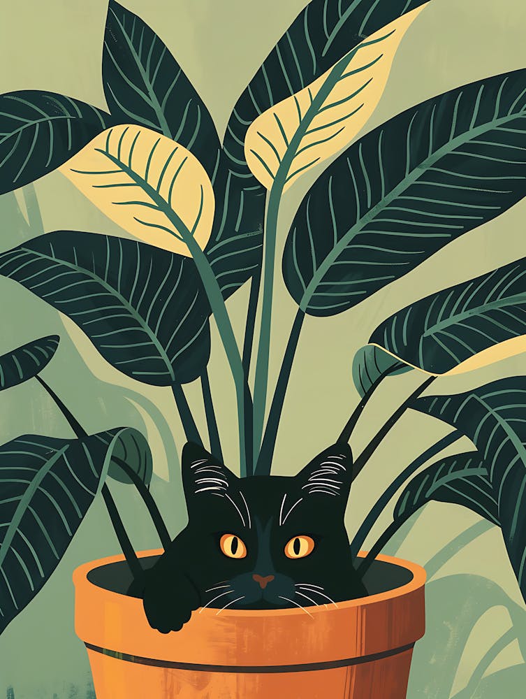 Cute Black Cat in a Plant Pot 12