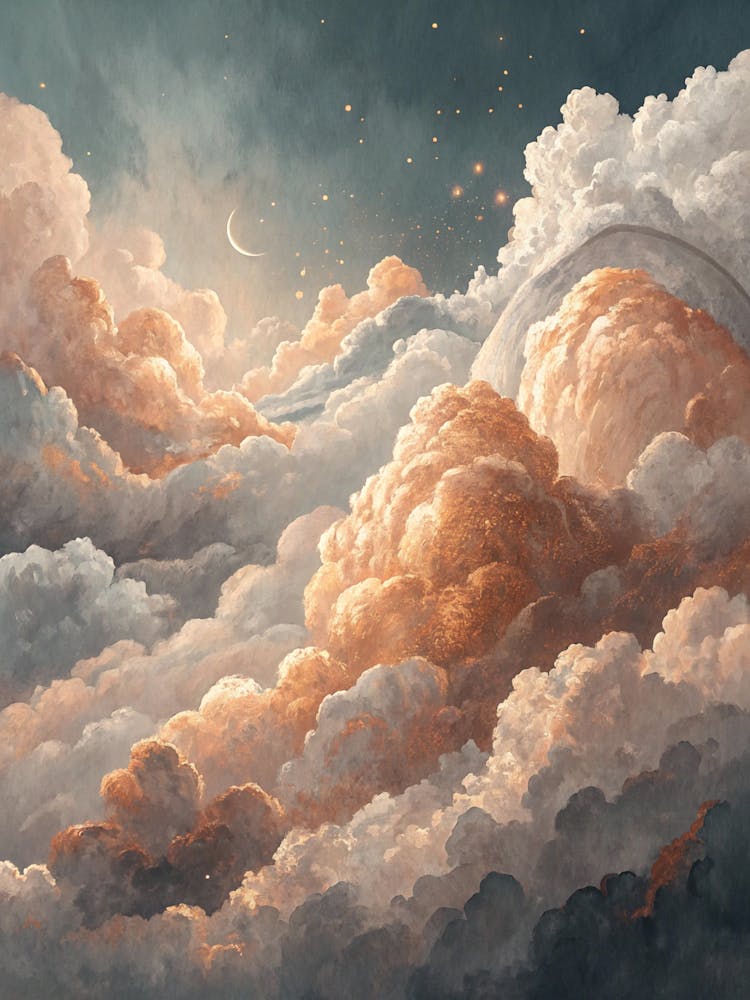 Oil Painting Style Soft Cloud Abstraction