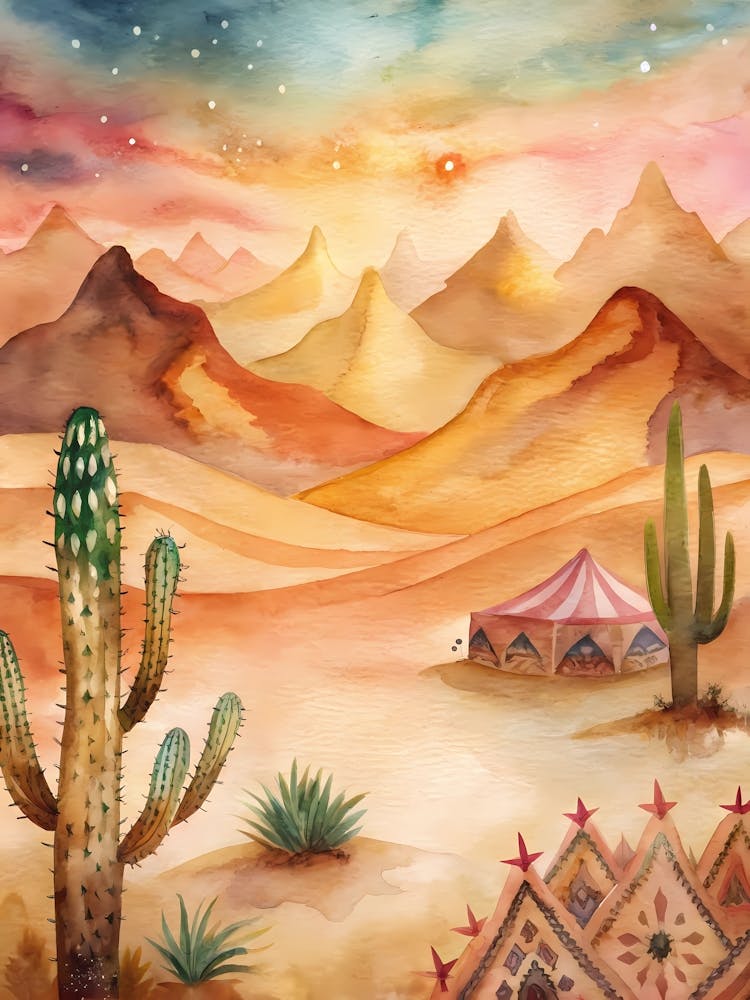 Watercolor Desert Landscape 2