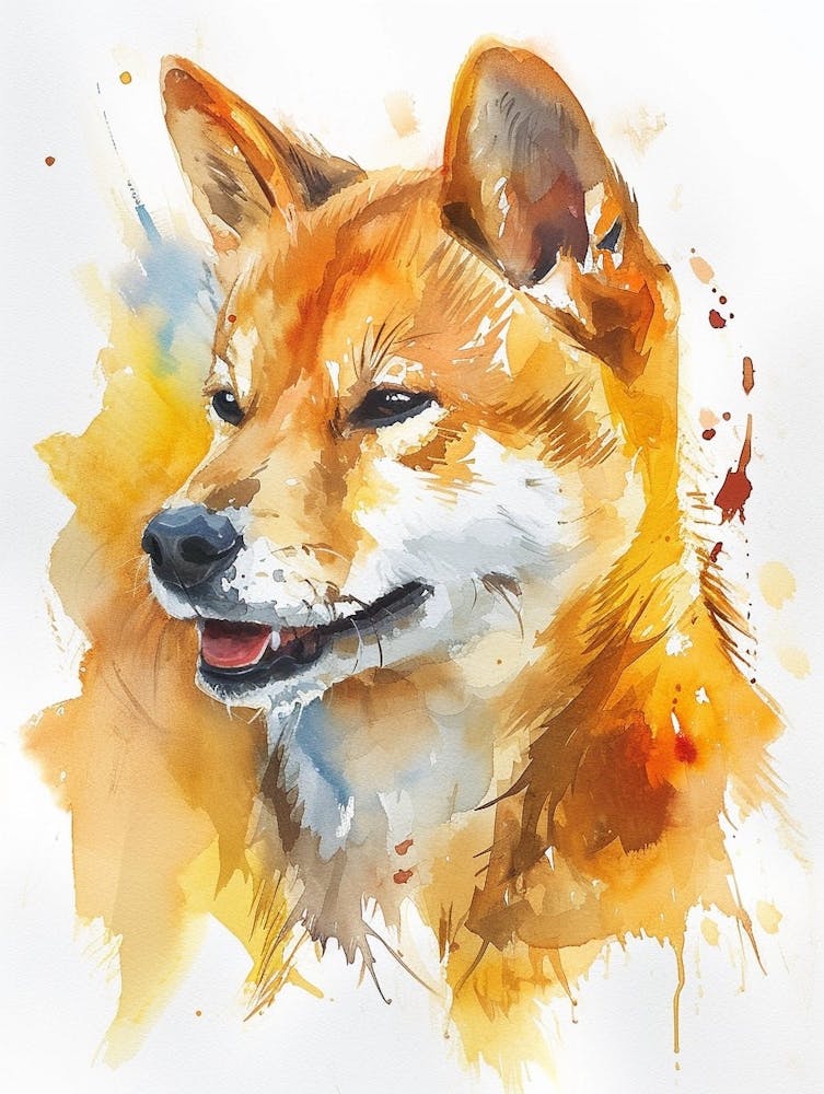Shiba Inu Watercolor Painting 1