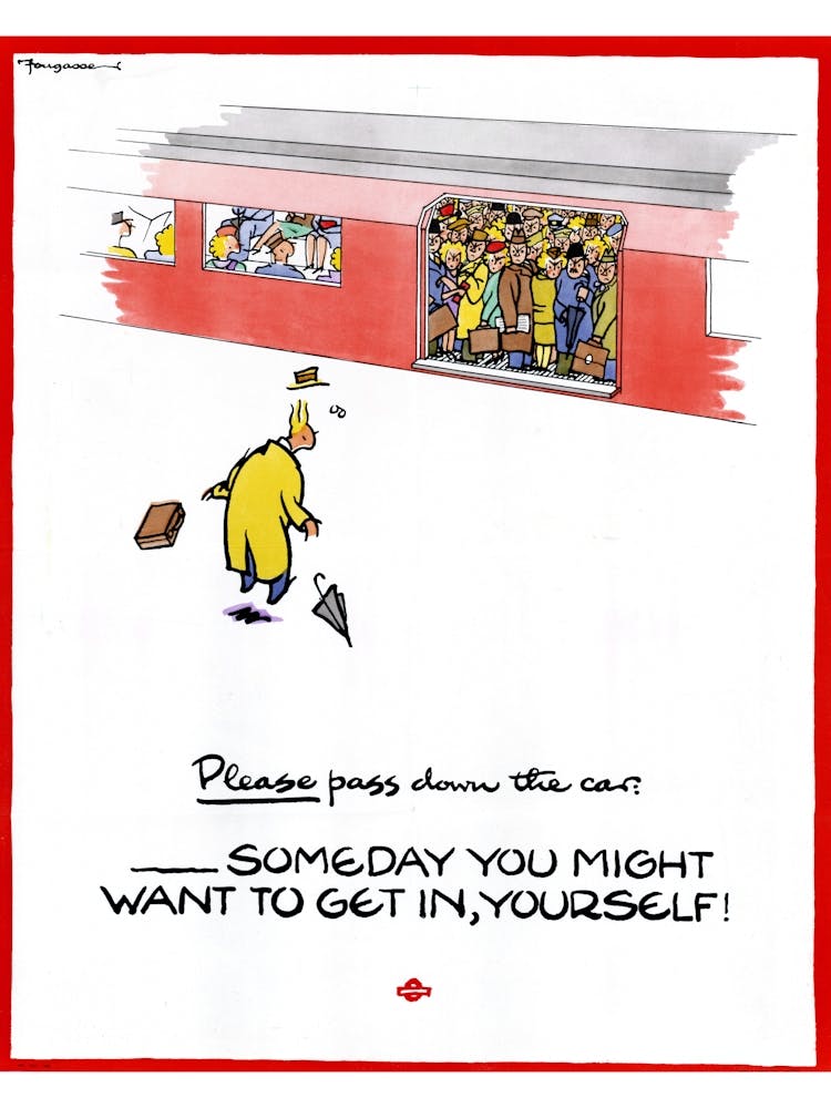 Please Pass Down The Car Vintage London Underground Poster