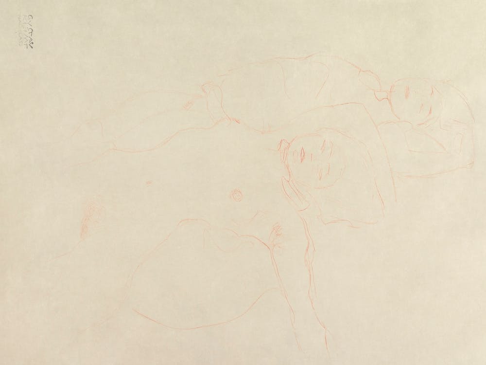 Two Reclining Nudes, Gustav Klimt