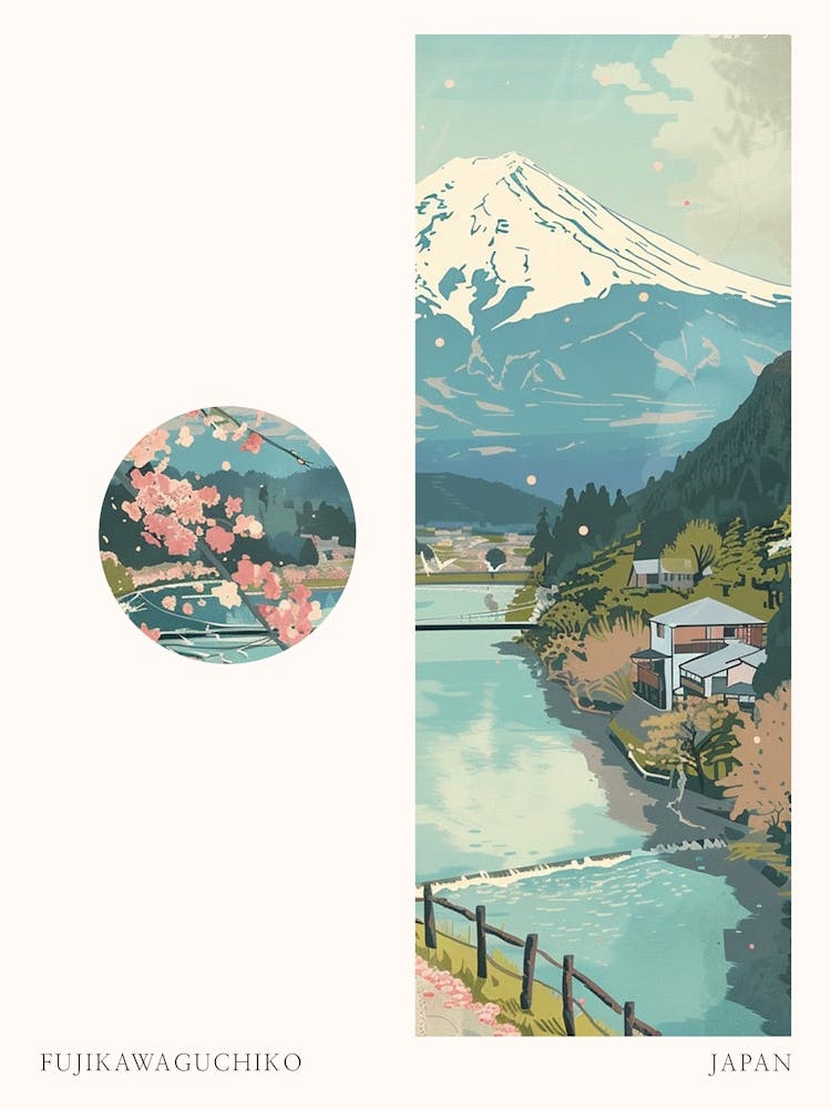 Fujikawaguchiko Japan 2 Cut Out Travel Poster