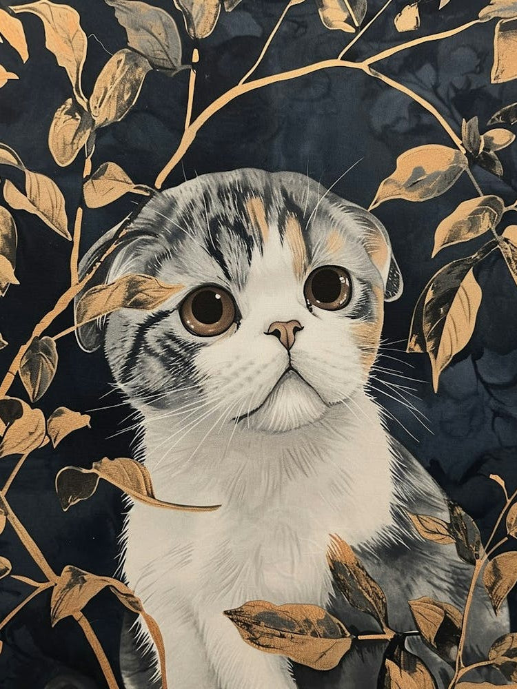 Scottish Fold Cat Japanese Illustration 1