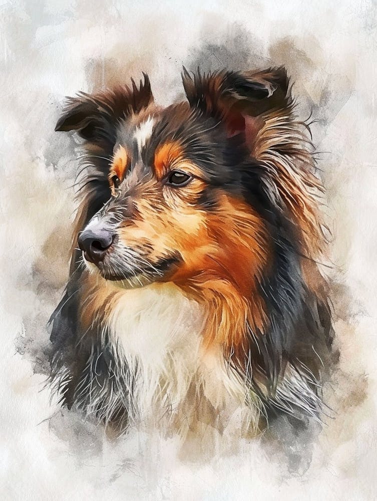 Shetland Sheepdog Watercolor Painting 2