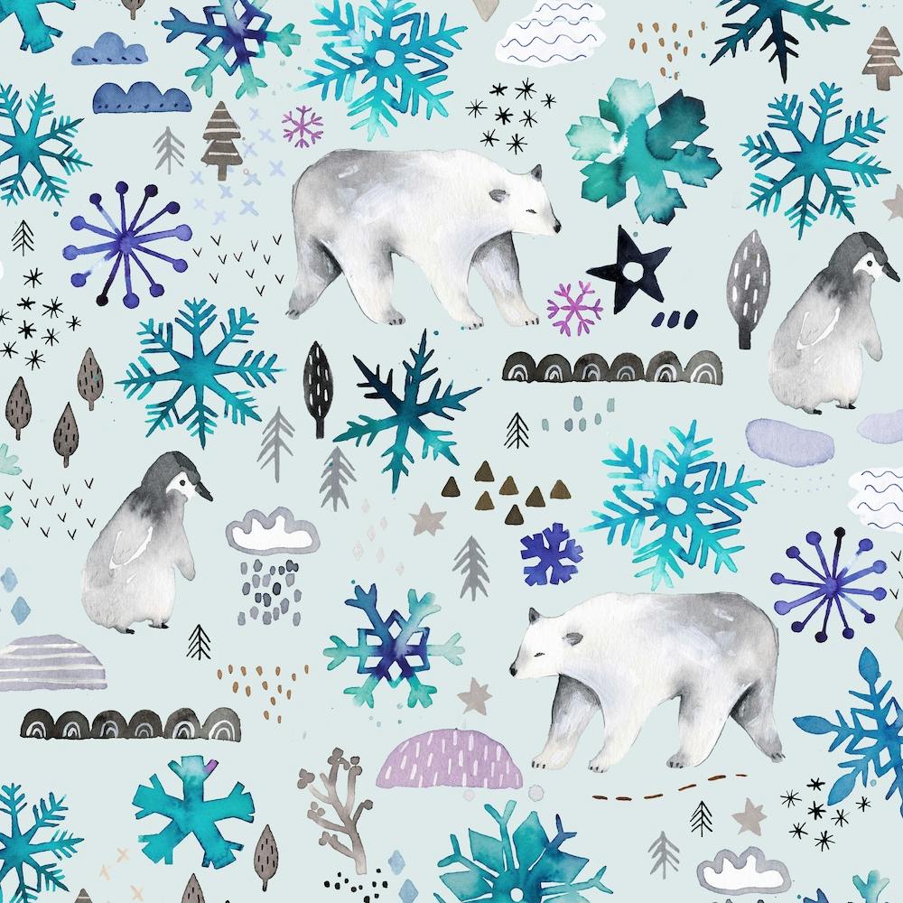 Scandi Bären Pinguine Schnee Quadrat