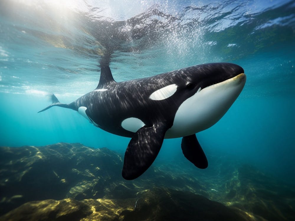 Orca Whale Underwater Realistic Photography