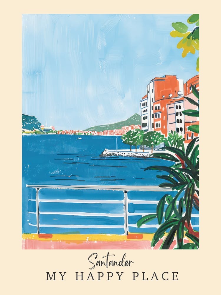My Happy Place Santander 5 Travel Poster