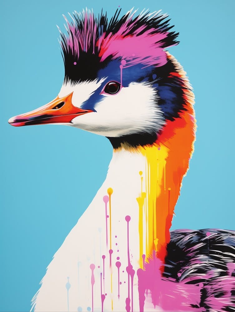 Andy Warhol Style Bird Grebe 4