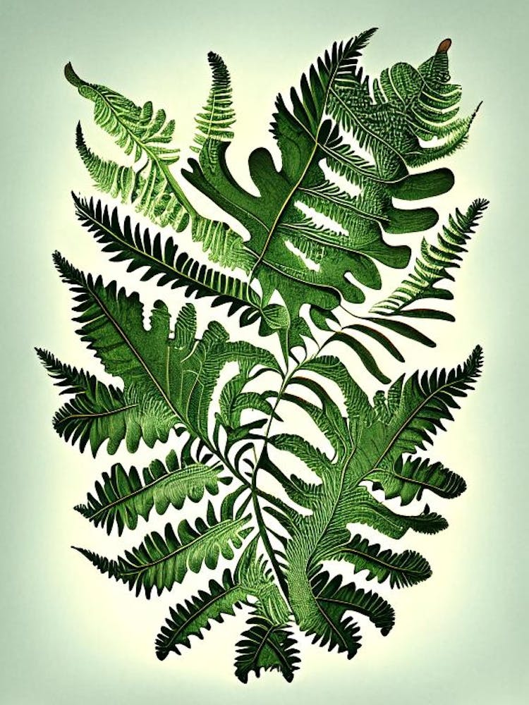 Kopfstehender Farn 1 Vintage Botanisches Poster