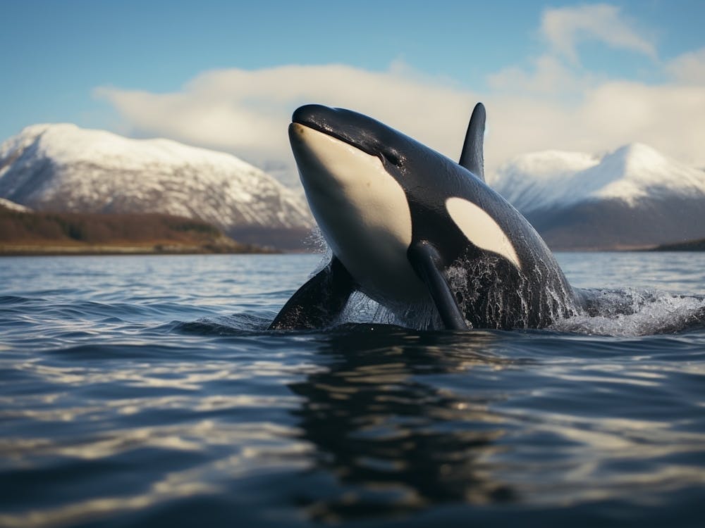 Realistic Orca Whale Icy Mountain Photography Style 1