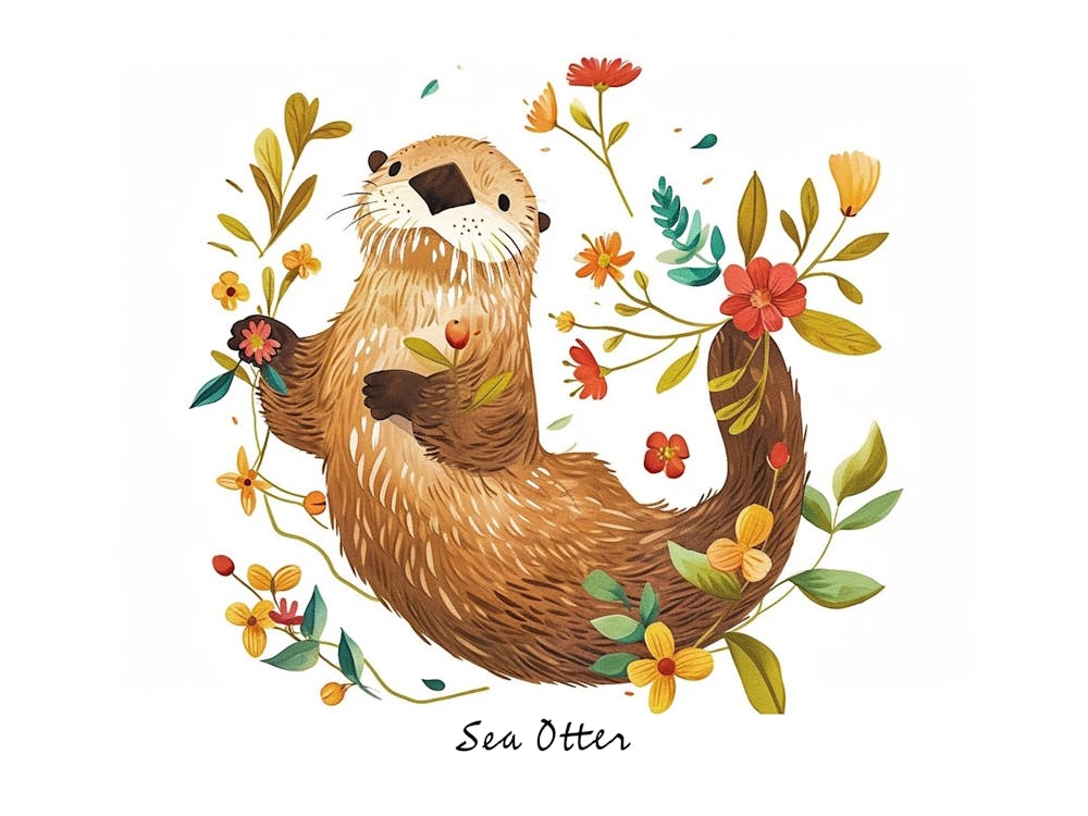 Little Floral Sea Otter 4 Poster