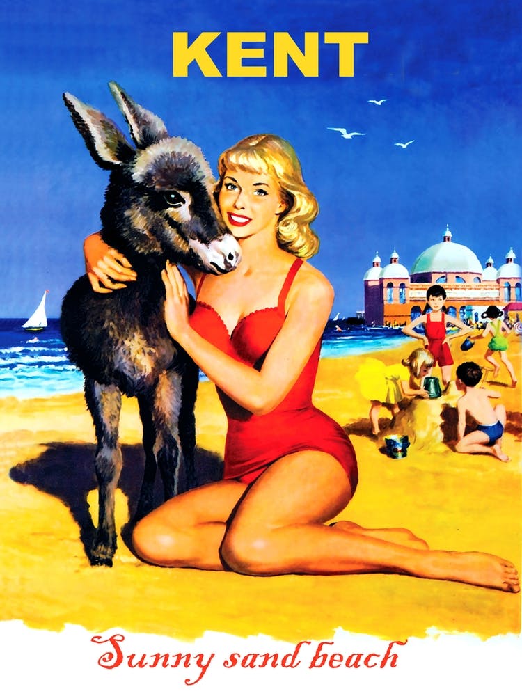 Kent, Girl With Doneky On The Beach