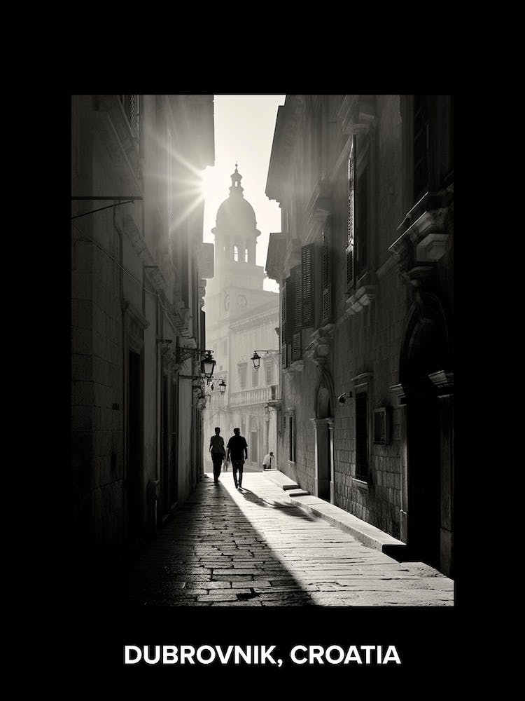Poster Of Dubrovnik, Croatia, Mediterranean Black And White Photography Analogue 2