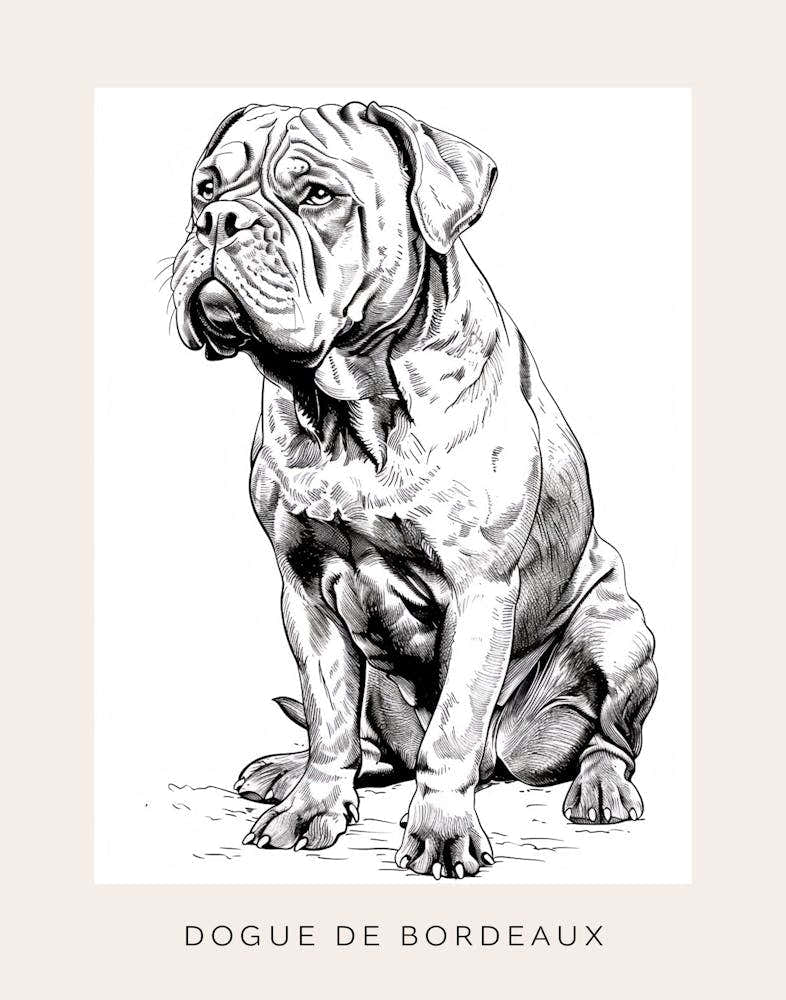 Dogue De Bordeaux Line Sketch 3 Poster