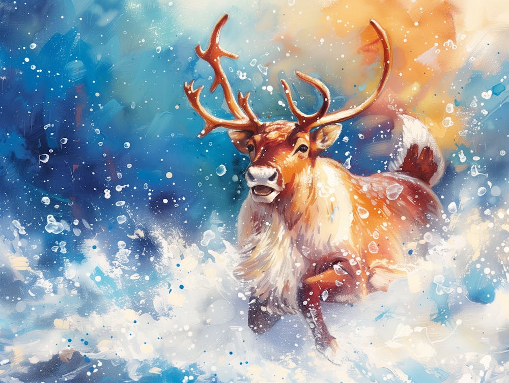 Reindeer In The Snow