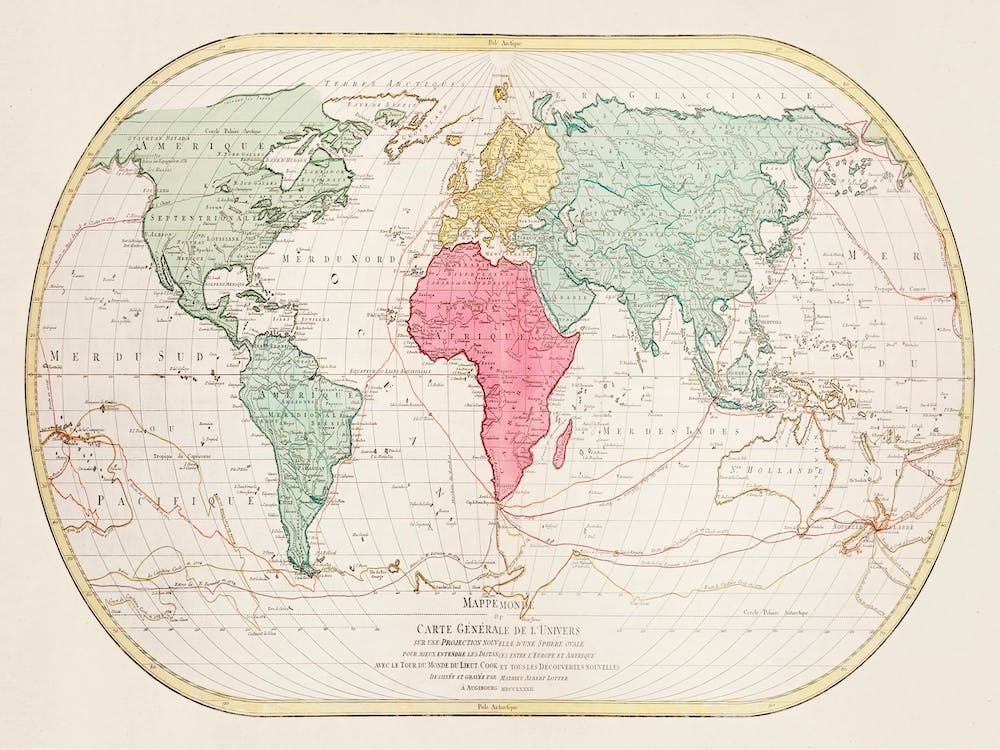 Mape Monde Ou Carte Générale De L Univers (1782)