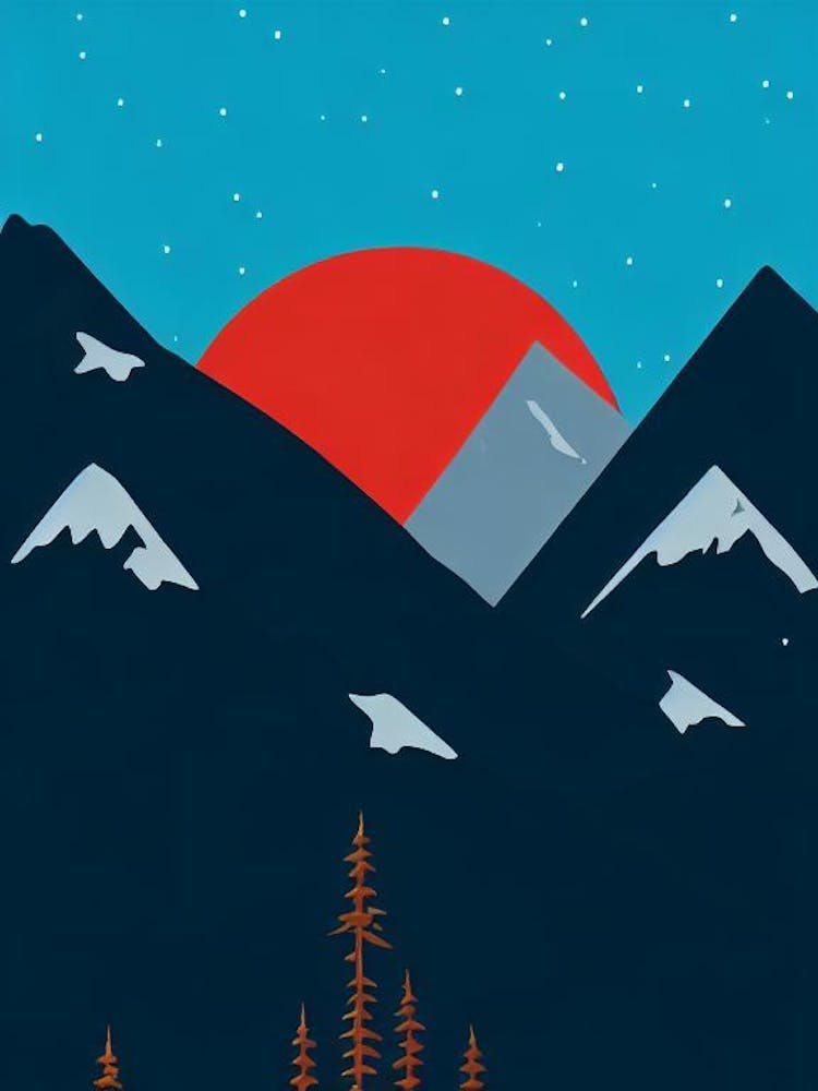 Gstaad, Switzerland Modern Illustration Skiing Poster