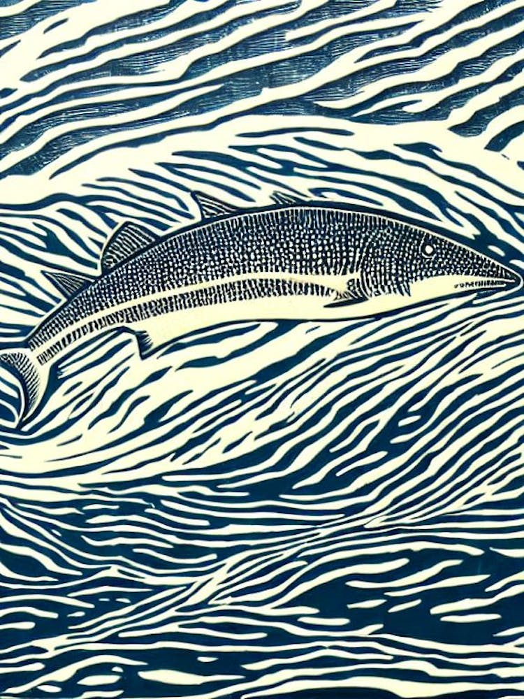 Lanternshark Linocut