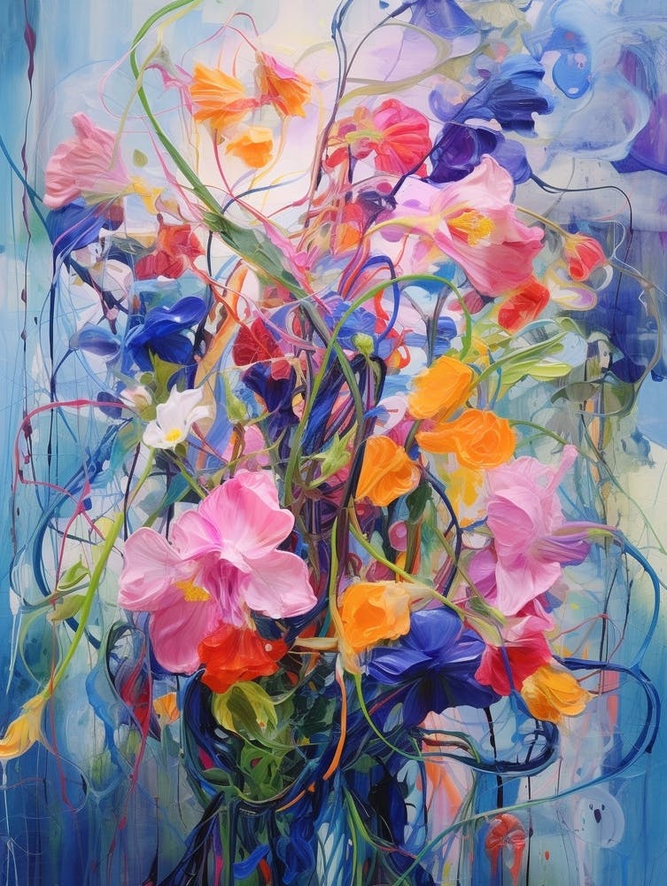 Abstract Flower Painting Lobelia 3