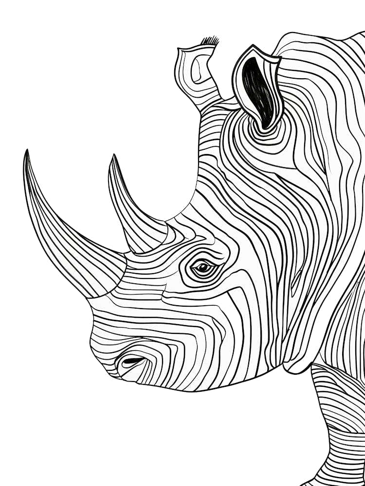 Rhinocéros Illustration Vectorielle Art de Lignes Animales