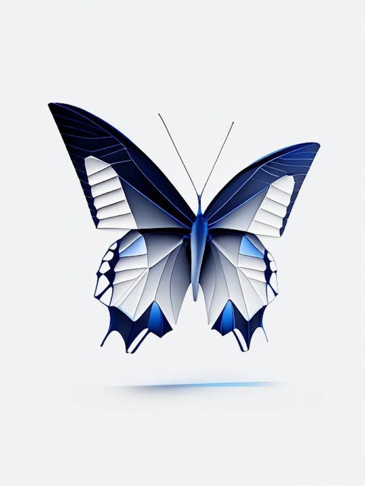 Common Blue Butterfly Black & White Geometric 1