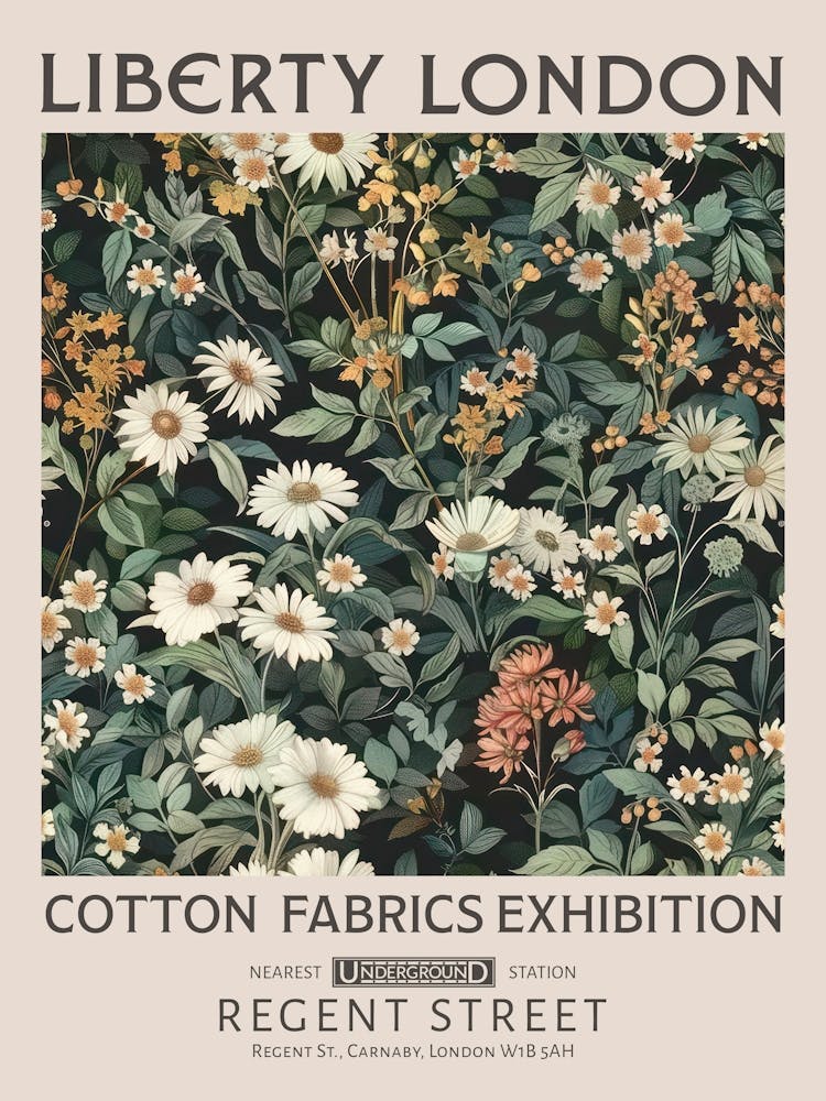 Liberty London Print William Morris Textiles Wild Flowers Daisy
