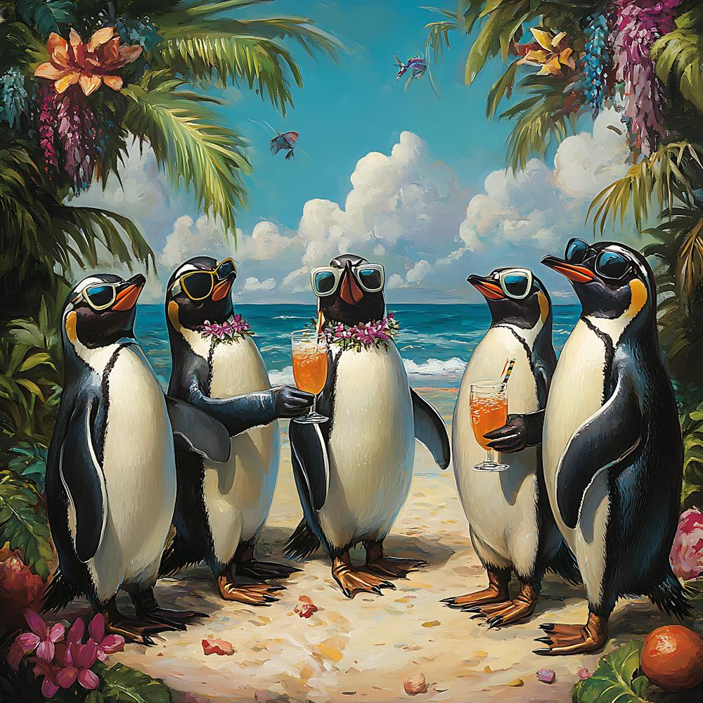 Tropical Penguin Beach Party Fun 5