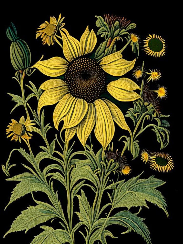 Rudbeckie 2 Botanisches Blumen-Vintage-Poster Blume