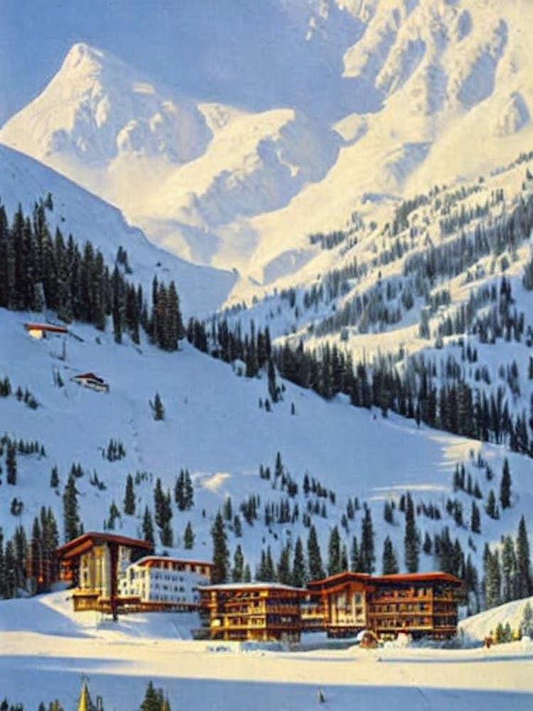 Stubaier Gletscher, Austria Ski Resort Vintage Landscape 1 Skiing Poster