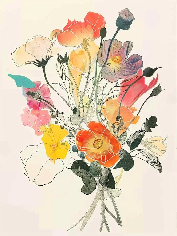 Portulaca 4 Collage Flower Bouquet