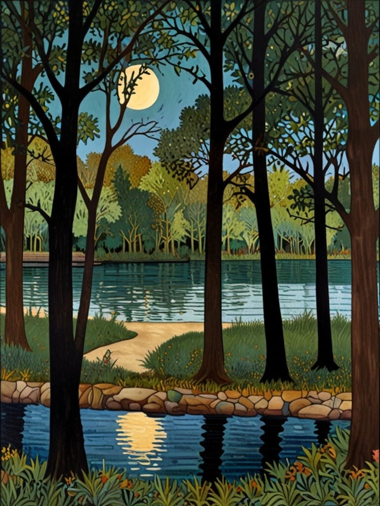 William Morris Moonlight In The Woods 132