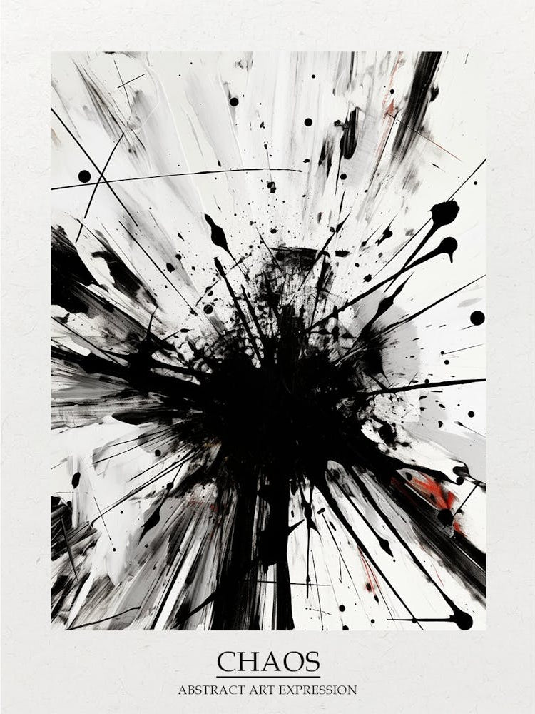 Chaos Abstract Black And White 12 Poster