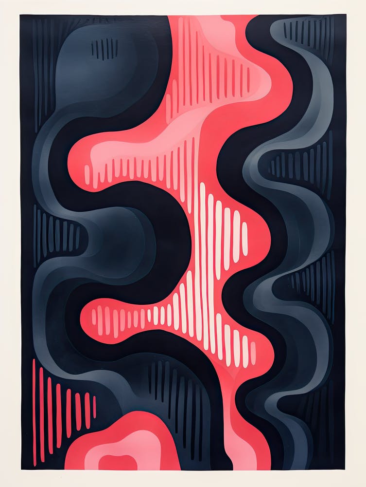 Minimalism Abstract Print, Red, Dark