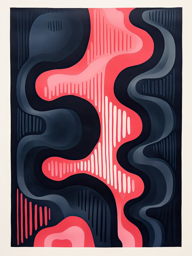 Minimalism Abstract Print, Red, Dark