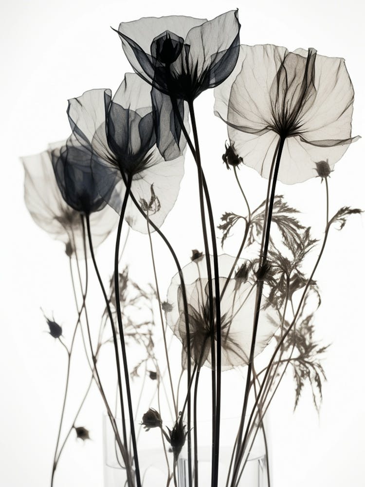 Flowers In A Vase Black White