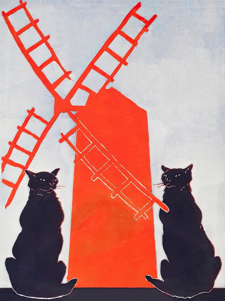 Black Cats And Red Windmill, Edward Penfield