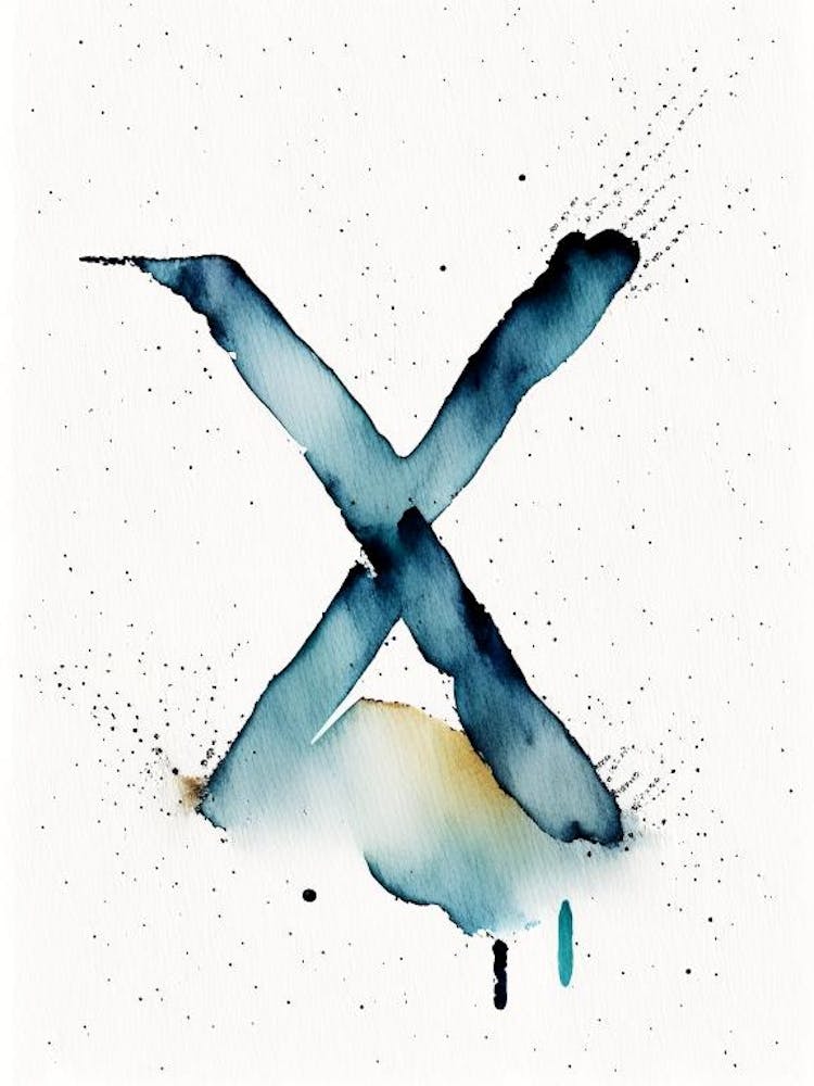 X, Letter, Alphabet Minimalist Watercolour 5