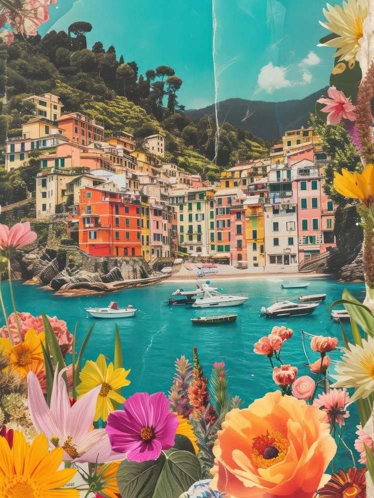 Portofino   Floral Retro Collage Style 1