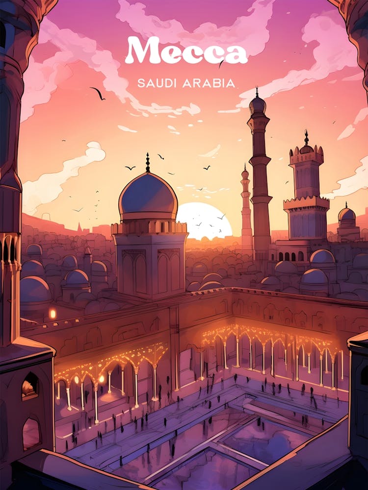 Mecca Saudi Arabia Islam Modern Travel Art