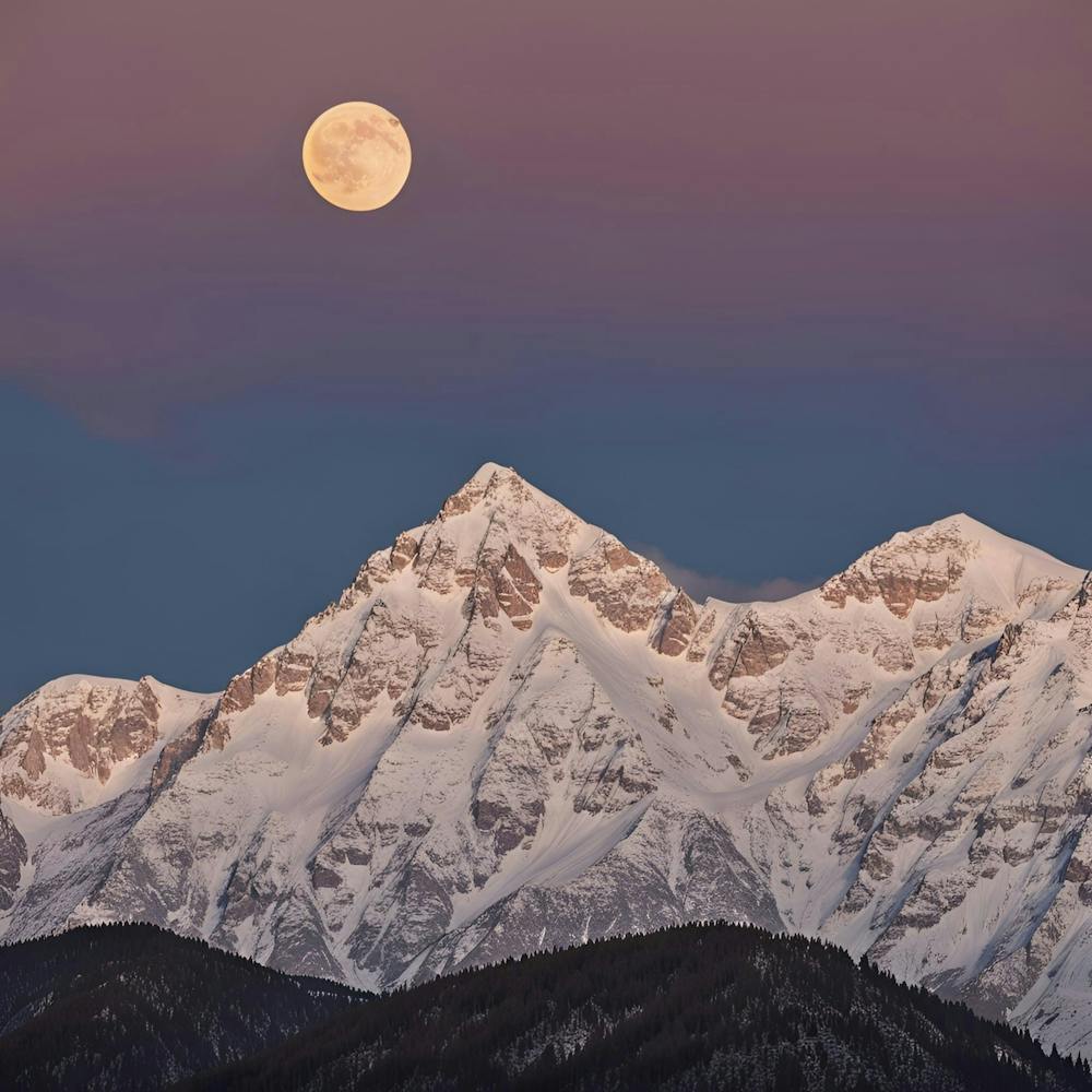 Full Moon Rising Over Mountains 1