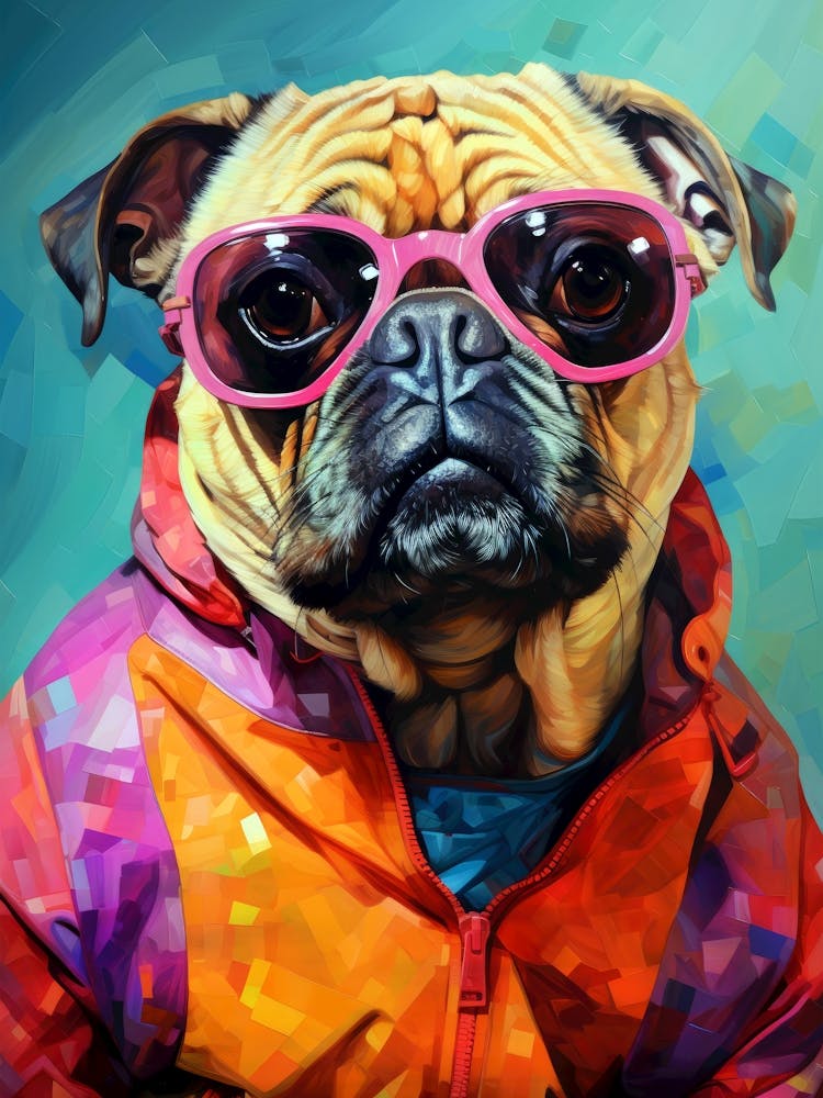 Pug Dog In Sunglasses