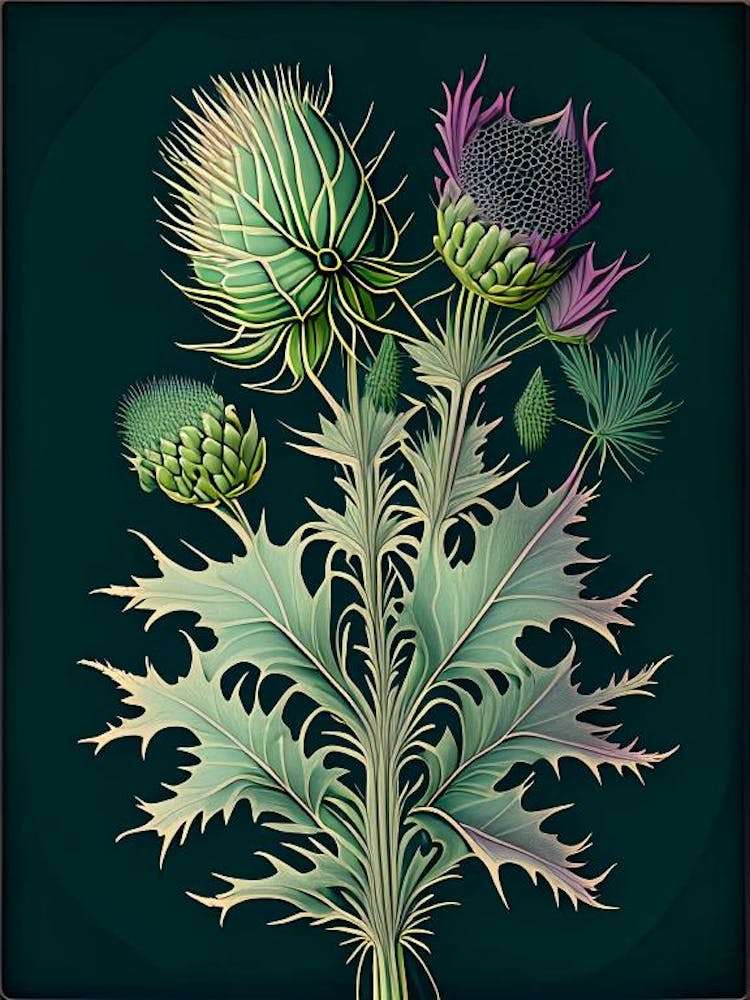 Milk Thistle Herb Vintage Botanical