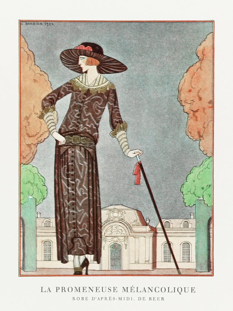 La Promeneuse Melancolique, Robe D Apres Midi, De Beer (1922), George Barbier