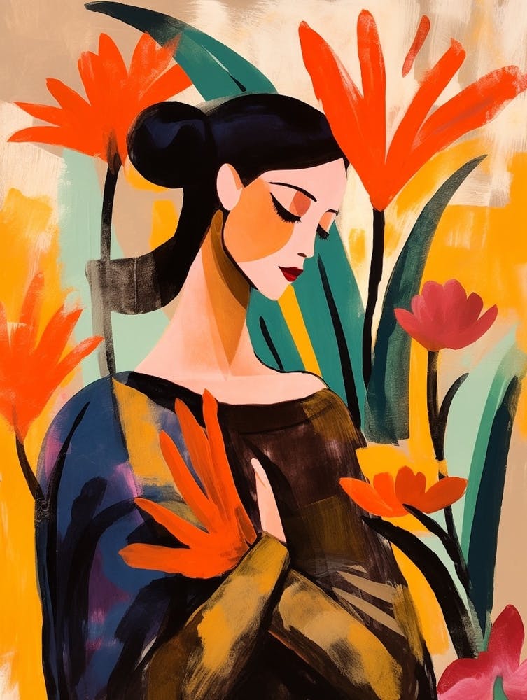 Woman With Autumnal Flowers Bird Of Paradise 2