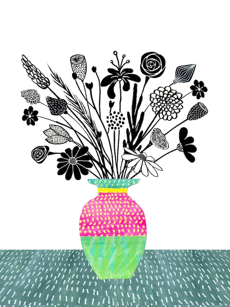 Black And White Flowers