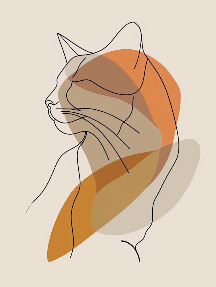 Cat Portrait - Boho, Line Art 2