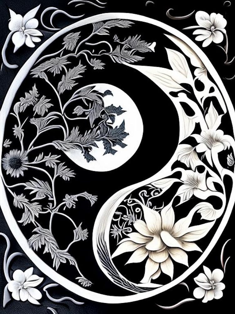 Colour Yin and Yang 1 Linocut
